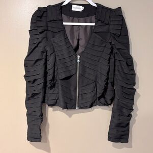 vintage cropped gothic ruffle 80s inspired grunge blazer jacket